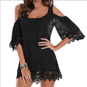 Black Lace Crochet Beach Cover up